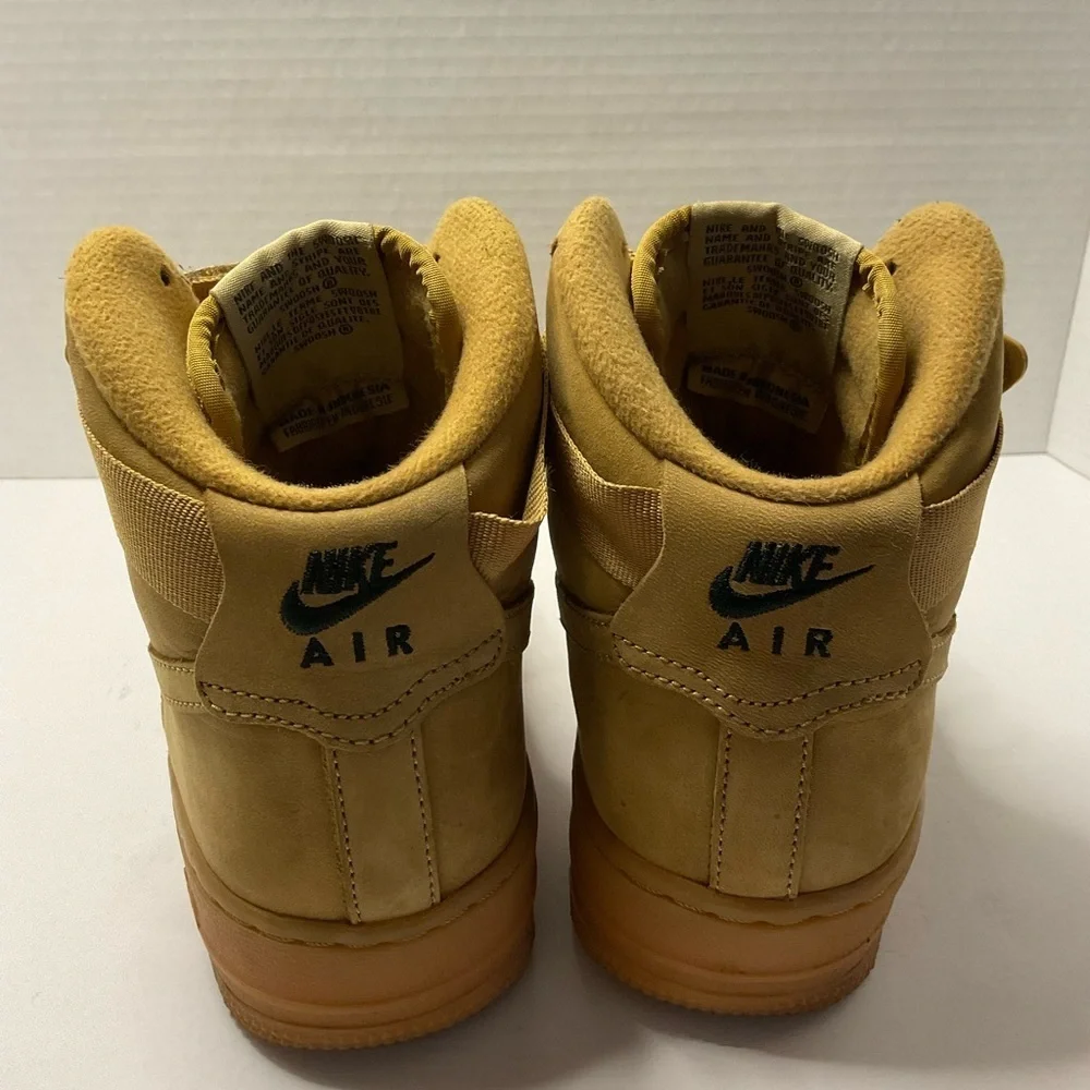 Nike Air Force 1 Tan High-Top Sneakers with Strap and Perforated Toe Box